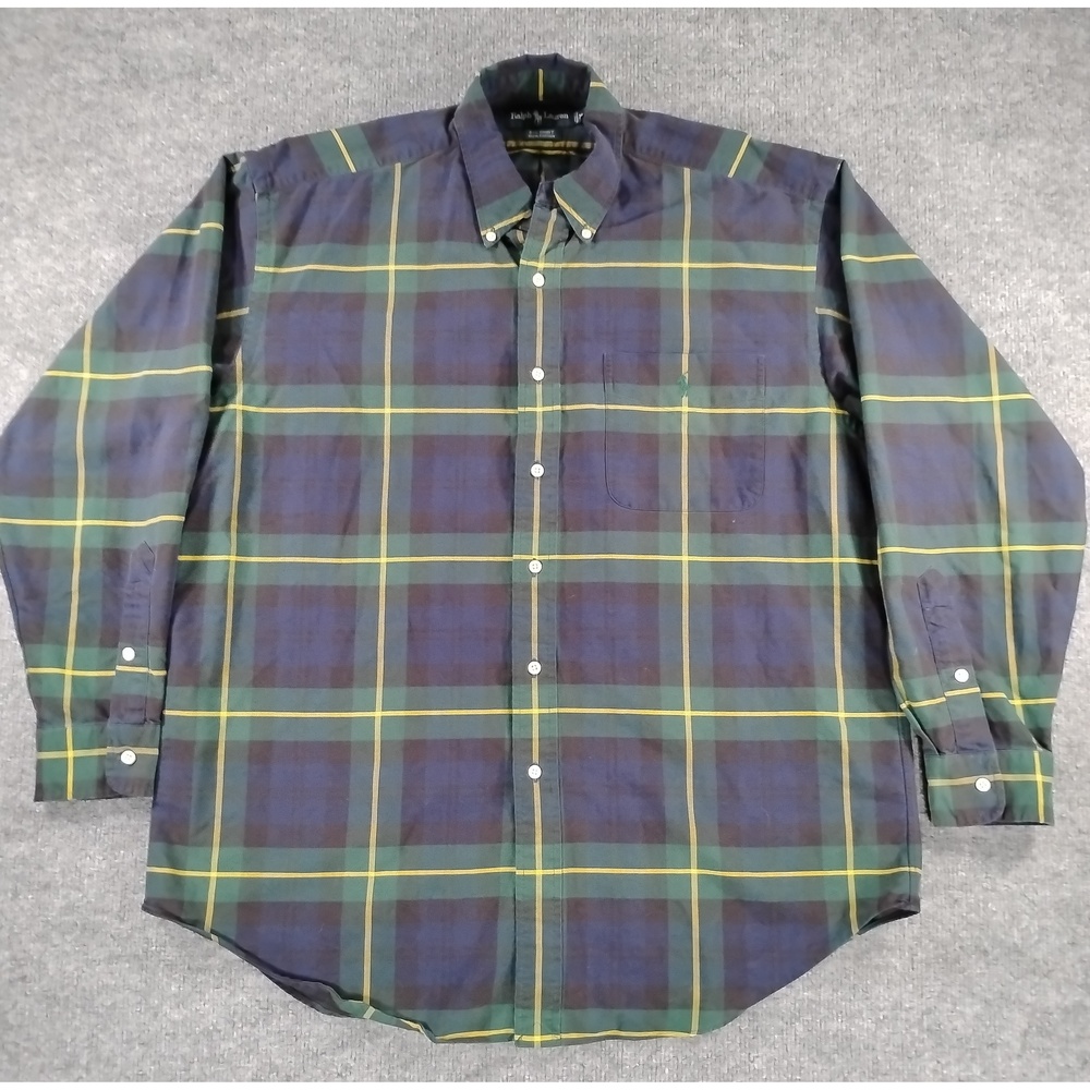 Minimalist Streetwear Ralph Lauren Plaid Big Shirt Mens M Cotton Retro 90s